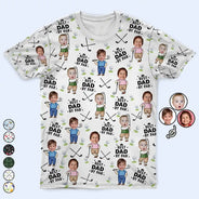 Gift For Husband,Gift For Yourself,Gift For Men,Gift For Father,Gift For Grandpa,Dad's Hobby,Grandpa's Hobby,Golf,Non-Eng,Photo,Playful - Custom Photo Best Dad By Par Funny Kid - Personalized Full Print T Shirt