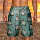 Gift For Husband,Gift For Yourself,Gift For Men,Gift For Father,Gift For Grandpa,Dog Lovers,Pet Lovers,Cat Lovers,Dog Dad,Cat Dad,Pet Dad,Summer,Non-Eng,Photo,Playful - Custom Photo Tropical Palm Dog Cat Kid - Personalized Unisex Beach Shorts