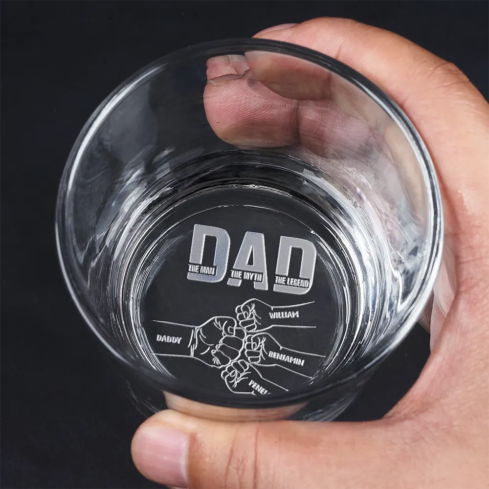 Gift For Father,Non-Eng,Icon,Humorous - Dad The Man The Myth The Legend Hand Punch - Personalized Engraved Whiskey Glass
