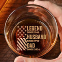 Gift For Father,Gift For Grandpa,Independence Day,Custom Text,Proud - America Legend Husband Dad Papa Stars And Stripes - Personalized Engraved Whiskey Glass