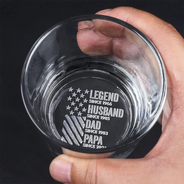 Gift For Father,Gift For Grandpa,Independence Day,Custom Text,Proud - America Legend Husband Dad Papa Stars And Stripes - Personalized Engraved Whiskey Glass