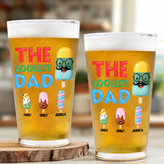 Gift For Husband,Gift For Yourself,Gift For Men,Gift For Father,Gift For Grandpa,Non-Eng,Icon,Humorous - The Coolest Pop Grandpa Dad - Personalized Beer Glass