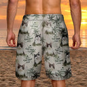 Gift For Husband,Gift For Yourself,Gift For Men,Gift For Father,Gift For Grandpa,Dog Lovers,Pet Lovers,Cat Lovers,Dog Dad,Cat Dad,Pet Dad,Summer,Non-Eng,Photo,Playful - Custom Photo Best Dog Dad Ever Tropical Palm Dog Cat Kid - Personalized Unisex Beach Shorts