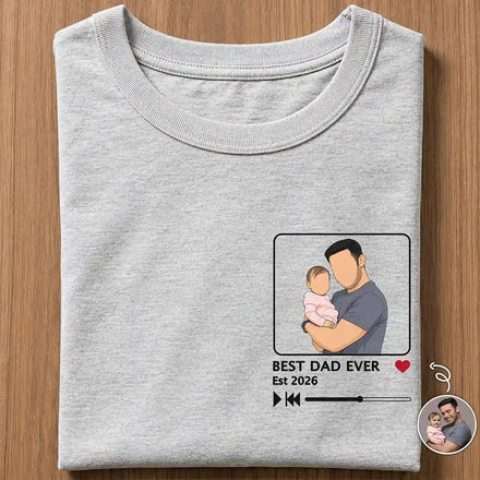 Custom Photo Faceless Portrait Best Dad Ever Est - Personalized T Shirt