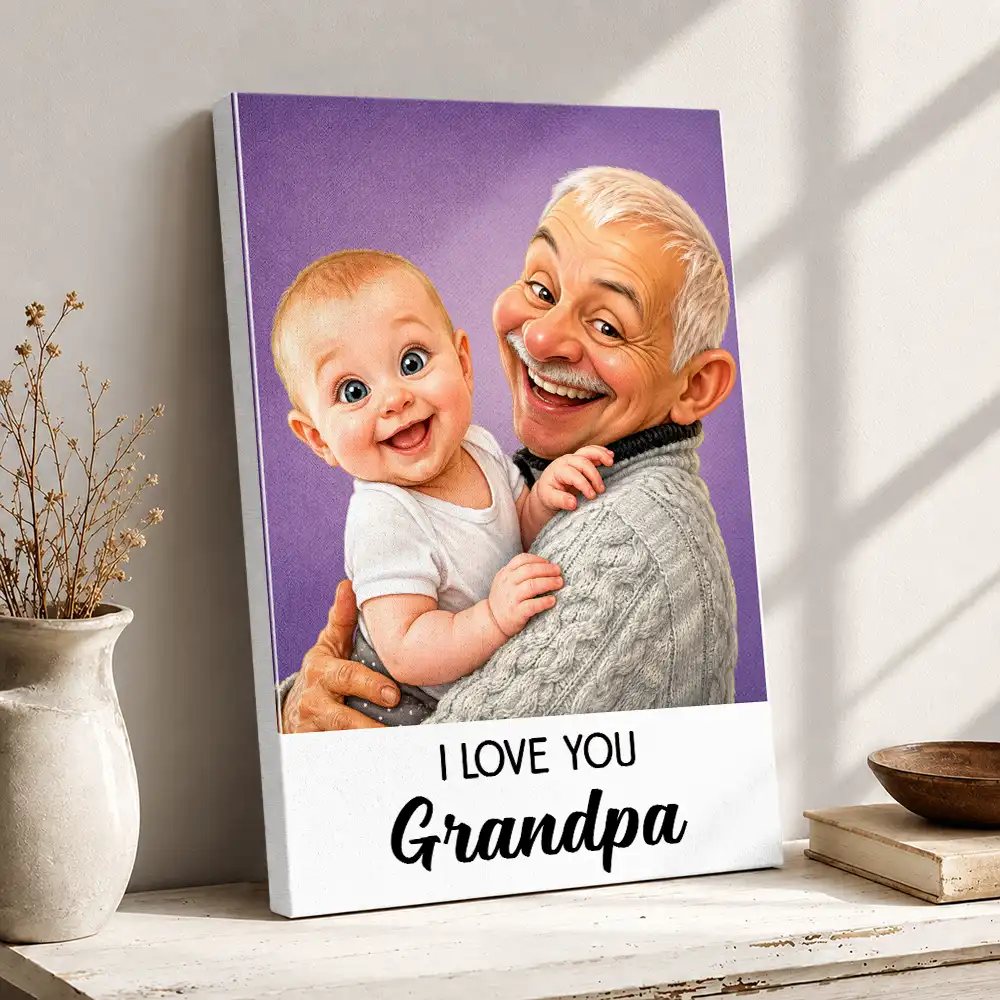 Gift For Husband,Gift For Yourself,Gift For Men,Gift For Father,Gift For Grandpa,Pet Dad,Dog Dad,Non-Eng,Photo - Caricature,Humorous - Custom Photo Caricature I Love You Daddy - Personalized Poster