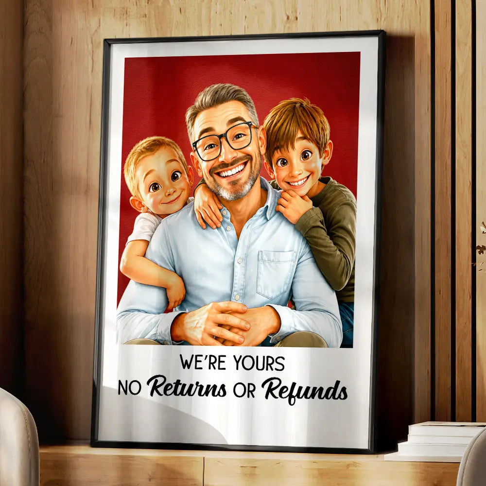 Gift For Husband,Gift For Yourself,Gift For Men,Gift For Father,Gift For Grandpa,Pet Dad,Dog Dad,Non-Eng,Photo - Caricature,Humorous - Custom Photo Caricature I Love You Daddy - Personalized Poster