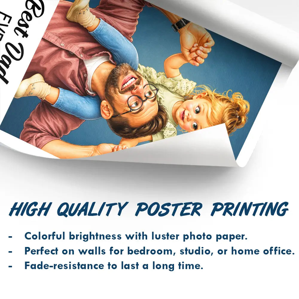 Gift For Husband,Gift For Yourself,Gift For Men,Gift For Father,Gift For Grandpa,Pet Dad,Dog Dad,Non-Eng,Photo - Caricature,Humorous - Custom Photo Caricature I Love You Daddy - Personalized Poster