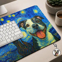 Gift For Husband,Gift For Yourself,Gift For Men,Gift For Father,Gift For Grandpa,Dog Lovers,Dog Dad,Pet Lovers,Pet Dad,Cat Lovers,Non-Eng,Photo - Starry Night,Playful - Custom Photo Starry Night Dog Cat Pet Kid - Personalized Leather Desk Mat