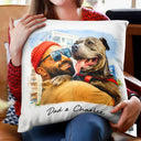 Gift For Husband,Gift For Yourself,Gift For Men,Gift For Father,Gift For Grandpa,Pet Dad,Non-Eng,Photo - Watercolor (with BG),Cozy- Custom Photo Watercolor Painting I Love You Daddy Grandpa Pet Dad - Personalized Pillow