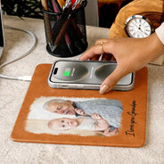 Gift For Husband,Gift For Yourself,Gift For Men,Gift For Father,Gift For Grandpa,Pet Dad,Non-Eng,Photo - Watercolor (with BG),Cozy - Custom Photo Watercolor Painting I Love You Daddy Grandpa Pet Dad - Personalized Leather Charging Mat