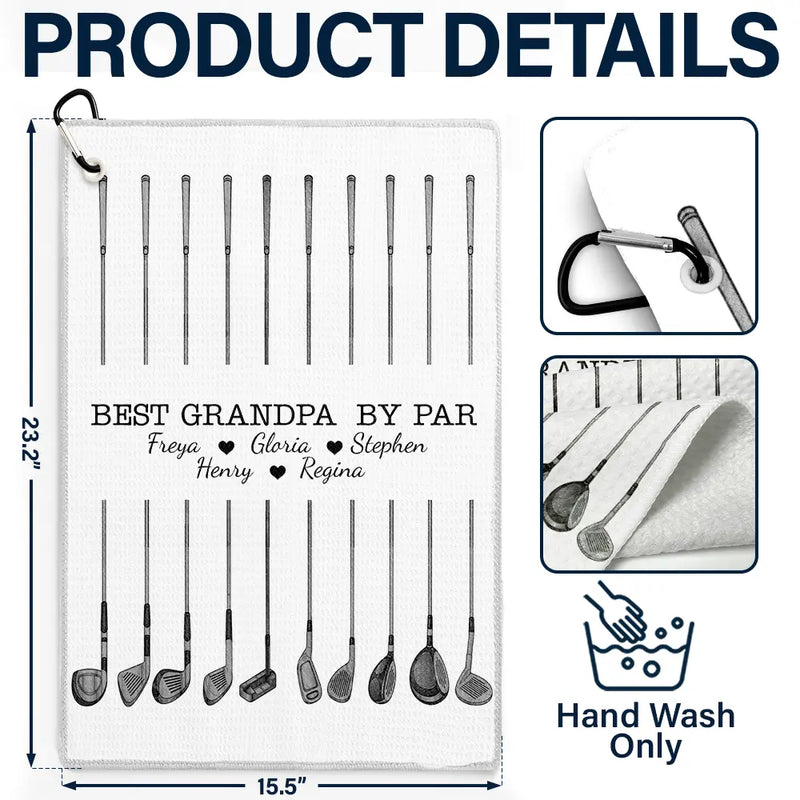 Gift For Husband,Gift For Yourself,Gift For Men,Gift For Father,Gift For Grandpa,Golf,Sport Dad,Dad's Hobby,Grandpa's Hobby,Non-Eng,Icon,Playful - Best Dad By Par Golf Clubs - Personalized Golf Towel