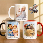 Gift For Husband,Gift For Yourself,Gift For Men,Gift For Father,Gift For Grandpa,Pet Dad,Non-Eng,Photo - Watercolor (with BG),Cozy - Custom Photo Watercolor Painting I Love You Daddy Grandpa Pet Dad - Personalized Mug