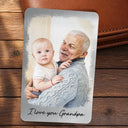 Gift For Husband,Gift For Yourself,Gift For Men,Gift For Father,Gift For Grandpa,Pet Dad,Non-Eng,Photo - Watercolor (with BG),Cozy - Custom Photo Watercolor Painting I Love You Daddy Grandpa Pet Dad - Personalized Aluminum Wallet Card