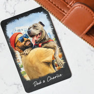 Gift For Husband,Gift For Yourself,Gift For Men,Gift For Father,Gift For Grandpa,Pet Dad,Non-Eng,Photo - Watercolor (with BG),Cozy - Custom Photo Watercolor Painting I Love You Daddy Grandpa Pet Dad - Personalized Aluminum Wallet Card
