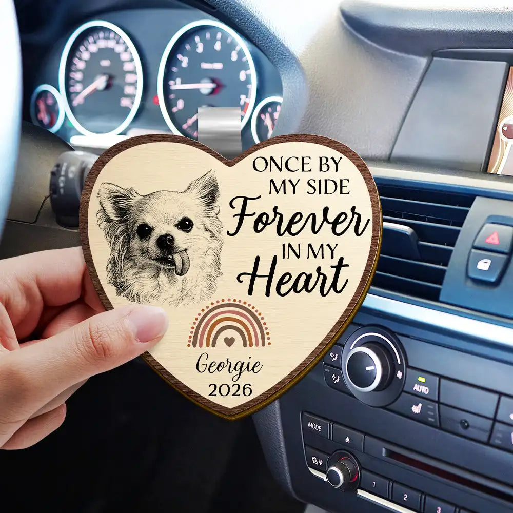 Dog Lovers,Pet Lovers,Cat Lovers,Memorial,Non-Eng,Photo - Pencil Sketch,Healing - Custom Photo Pencil Sketch I Crossed The Rainbow Bridge Knowing I Was Loved - Personalized Custom Shaped Car Visor Clip