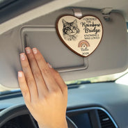 Dog Lovers,Pet Lovers,Cat Lovers,Memorial,Non-Eng,Photo - Pencil Sketch,Healing - Custom Photo Pencil Sketch I Crossed The Rainbow Bridge Knowing I Was Loved - Personalized Custom Shaped Car Visor Clip