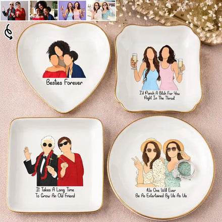 Custom Photo Faceless Portrait Besties Forever Friendship - Personalized Ring Dish