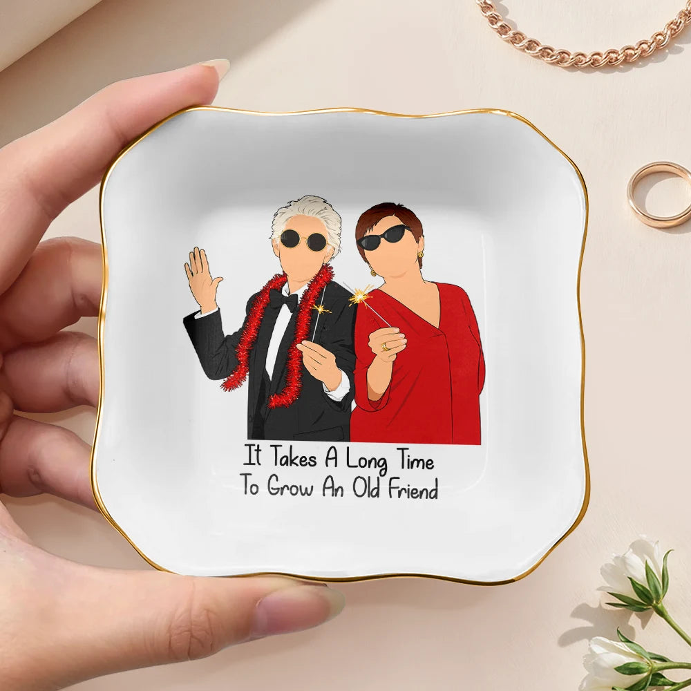 Custom Photo, Art Design, Gift For Bestie, Playful, Photo - Faceless Portrait - Custom Photo Faceless Portrait Besties Forever Friendship - Personalized Ring Dish