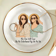 Custom Photo, Art Design, Gift For Bestie, Playful, Photo - Faceless Portrait - Custom Photo Faceless Portrait Besties Forever Friendship - Personalized Ring Dish