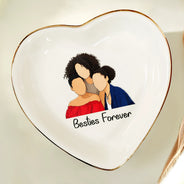 Custom Photo, Art Design, Gift For Bestie, Playful, Photo - Faceless Portrait - Custom Photo Faceless Portrait Besties Forever Friendship - Personalized Ring Dish