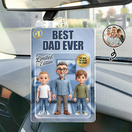 Custom Photo Toybox Figure Best Dad Grandpa Ever - Personalized Acrylic Car Hanger