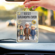 Gift For Father,Custom Photo,Art Design,Playful,Photo - Toybox Figure - Custom Photo Toybox Figure Best Dad Grandpa Ever - Personalized Acrylic Car Hanger