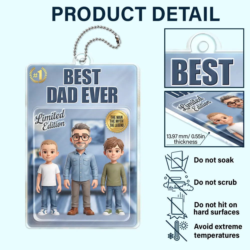 Gift For Father,Custom Photo,Art Design,Playful,Photo - Toybox Figure - Custom Photo Toybox Figure Best Dad Grandpa Ever - Personalized Acrylic Car Hanger