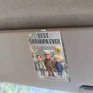 Gift For Father,Custom Photo,Art Design,Playful,Photo - Toybox Figure - Custom Photo Toybox Figure Best Dad Grandpa Ever - Personalized Custom Shaped Acrylic Car Visor Clip