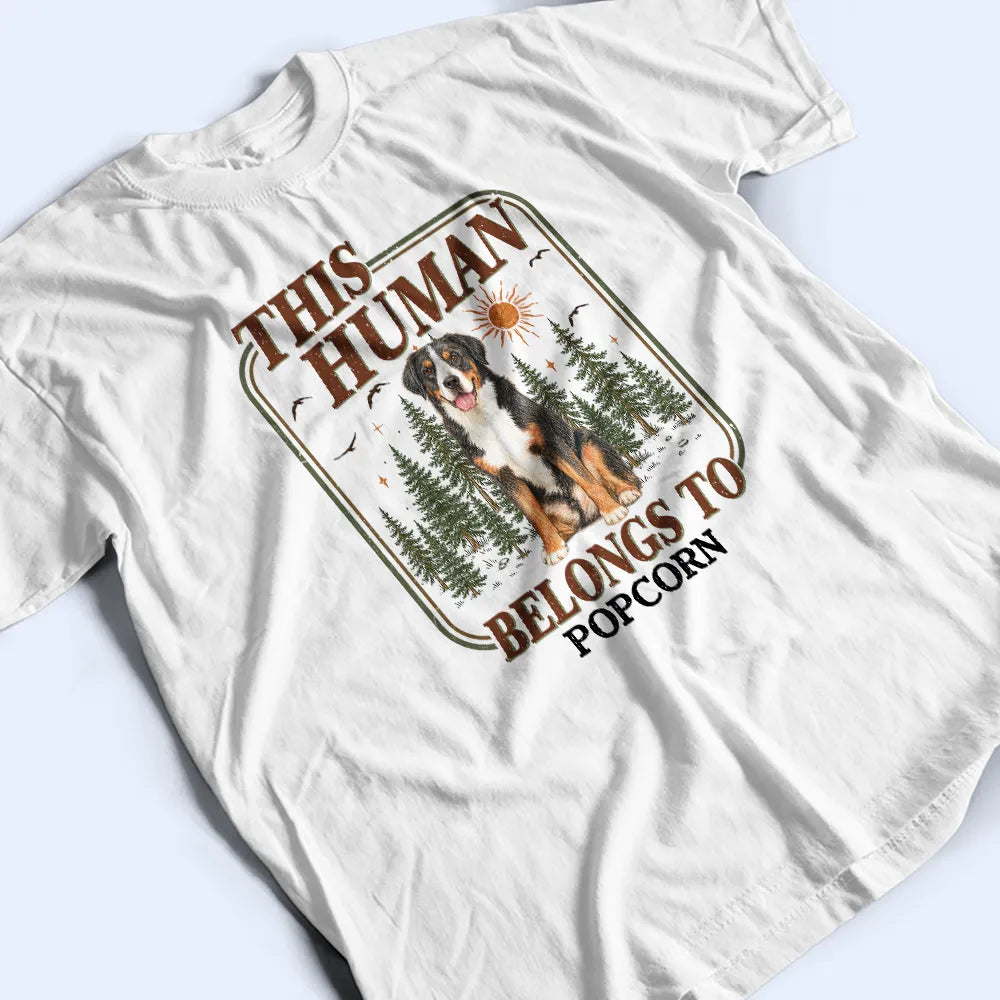 Custom Photo,Art Design,Pet Lovers,Playful,Photo - Colored Pencil  - Custom Photo Colored Pencil Sketch This Human Belongs To - Personalized T Shirt