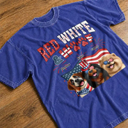 America 250th,Independence Day,Pet Lovers,Playful,Vector - Red White Woof - Personalized Vintage Washed T Shirt