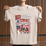 America 250th,Independence Day,Pet Lovers,Playful,Vector - Red White Woof - Personalized Vintage Washed T Shirt