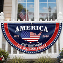 America 250th,Independence Day,Family,Proud,Custom Text - America 250th Anniversary US Semiquincentennial Birthday - Personalized Non-Pleated Fan Flag