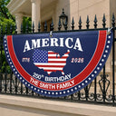 America 250th,Independence Day,Family,Proud,Custom Text - America 250th Anniversary US Semiquincentennial Birthday - Personalized Non-Pleated Fan Flag