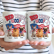 America 250th, Custom Photo, Independence Day, Art Design, Pet Lovers, Playful, Photo - US Theme Accessories 3D Cartoon - Custom Photo 3D Cartoon With US Accessories Red White Woof - Personalized Mug