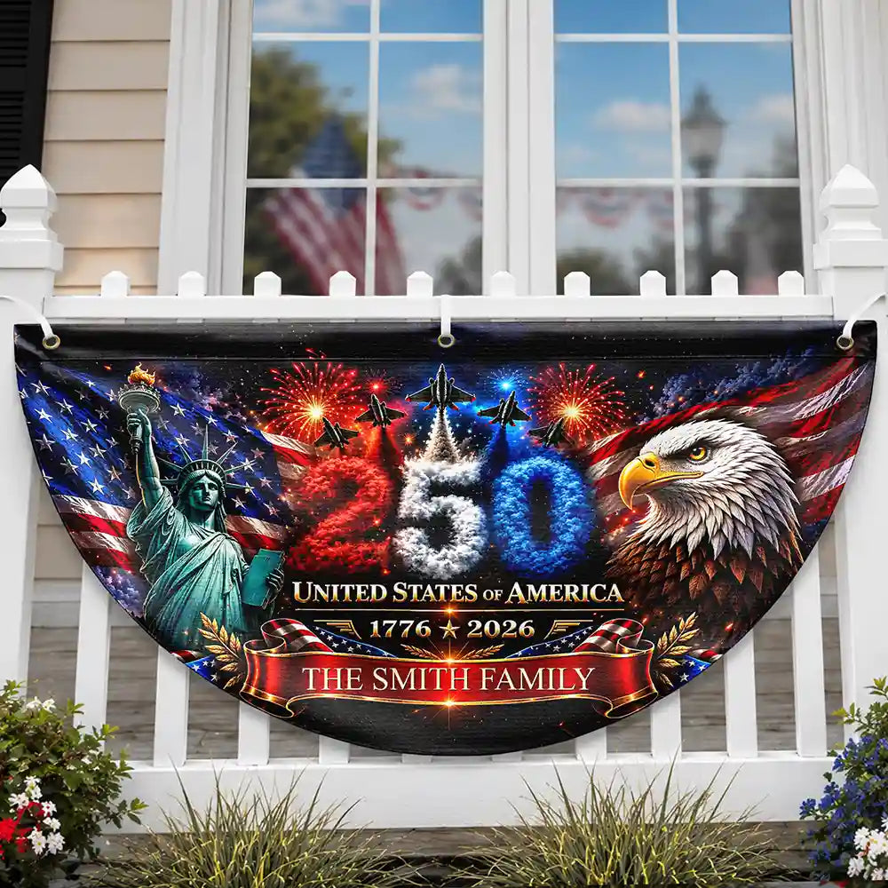 America 250th Anniversary - Personalized Non-Pleated Fan Flag