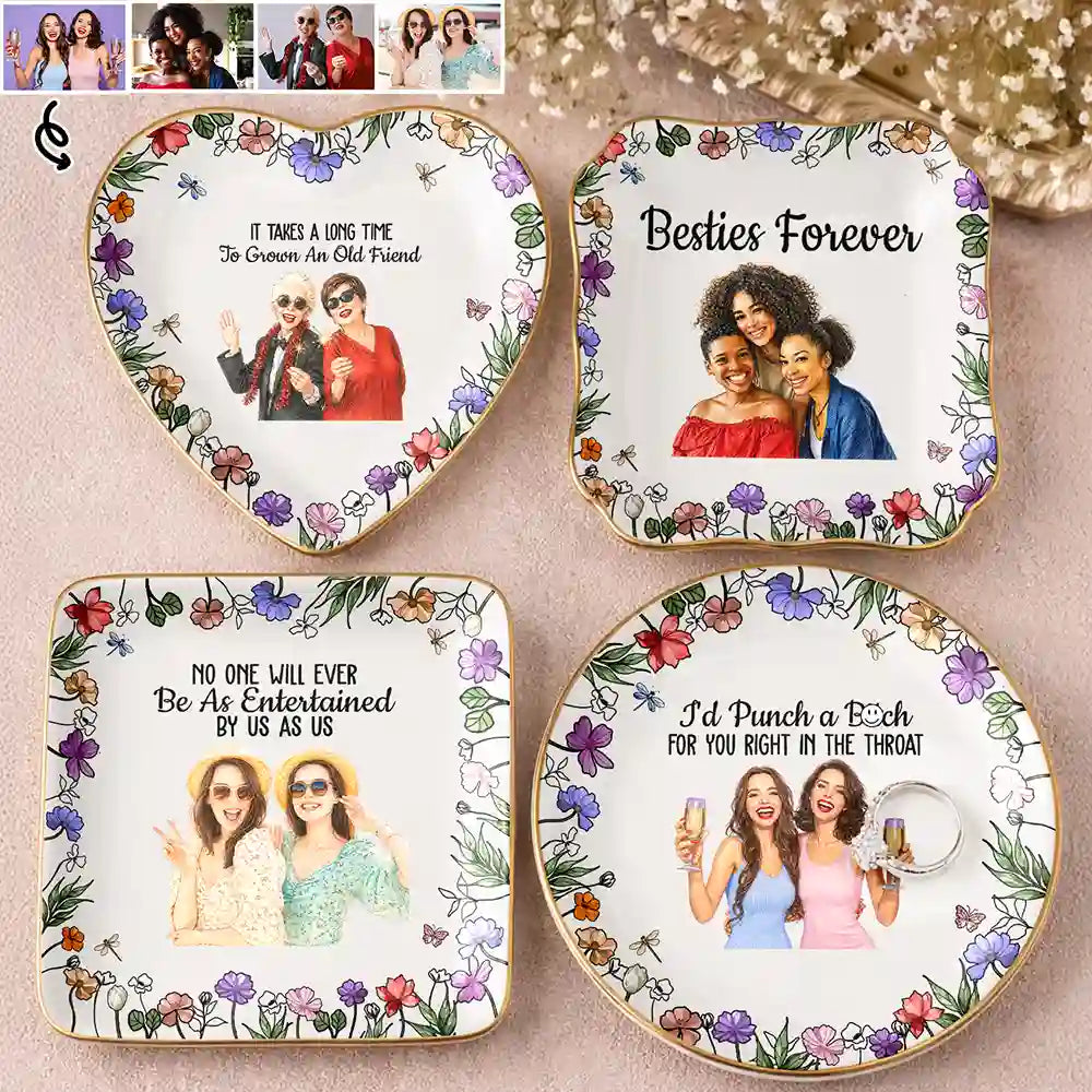 Custom Photo Colored Pencil Sketch No One Will Ever Be As Entertained By Us As Us - Personalized Ring Dish
