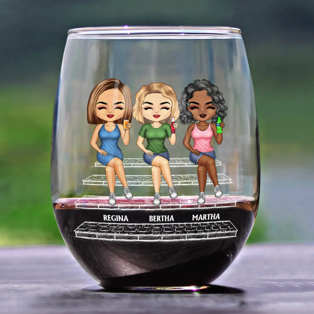 Gift For Bestie,Humorous,Vector - We're Not Sugar And Spice And Everything Nice We're Sage And Hood - Personalized Stemless Wine Glass