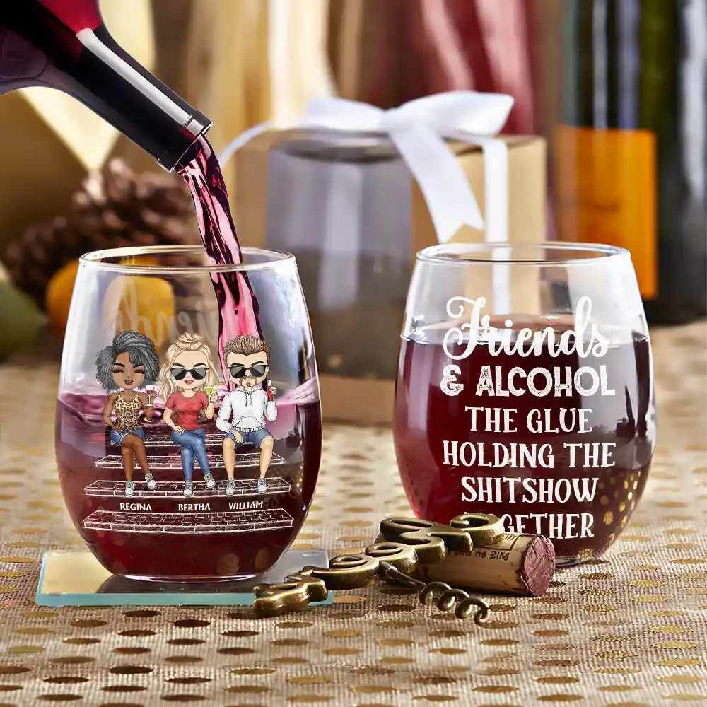 We're Not Sugar And Spice And Everything Nice We're Sage And Hood - Personalized Stemless Wine Glass