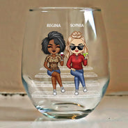 Gift For Bestie,Humorous,Vector - We're Not Sugar And Spice And Everything Nice We're Sage And Hood - Personalized Stemless Wine Glass