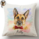 Custom Photo, Art Design, Pet Lovers, Cozy, Photo - Watercolor - Remove BG - Custom Photo Realistic Watercolor Art Portrait Cat Dog Pet - Personalized Pillow