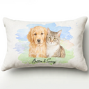 Custom Photo, Art Design, Pet Lovers, Cozy, Photo - Watercolor - Remove BG - Custom Photo Realistic Watercolor Art Portrait Cat Dog Pet - Personalized Pillow