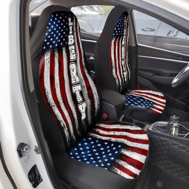 America 250th,Independence Day,Top Market,Family,Proud,Custom Text - American Freedom 250 Years - Personalized Car Seat Cover