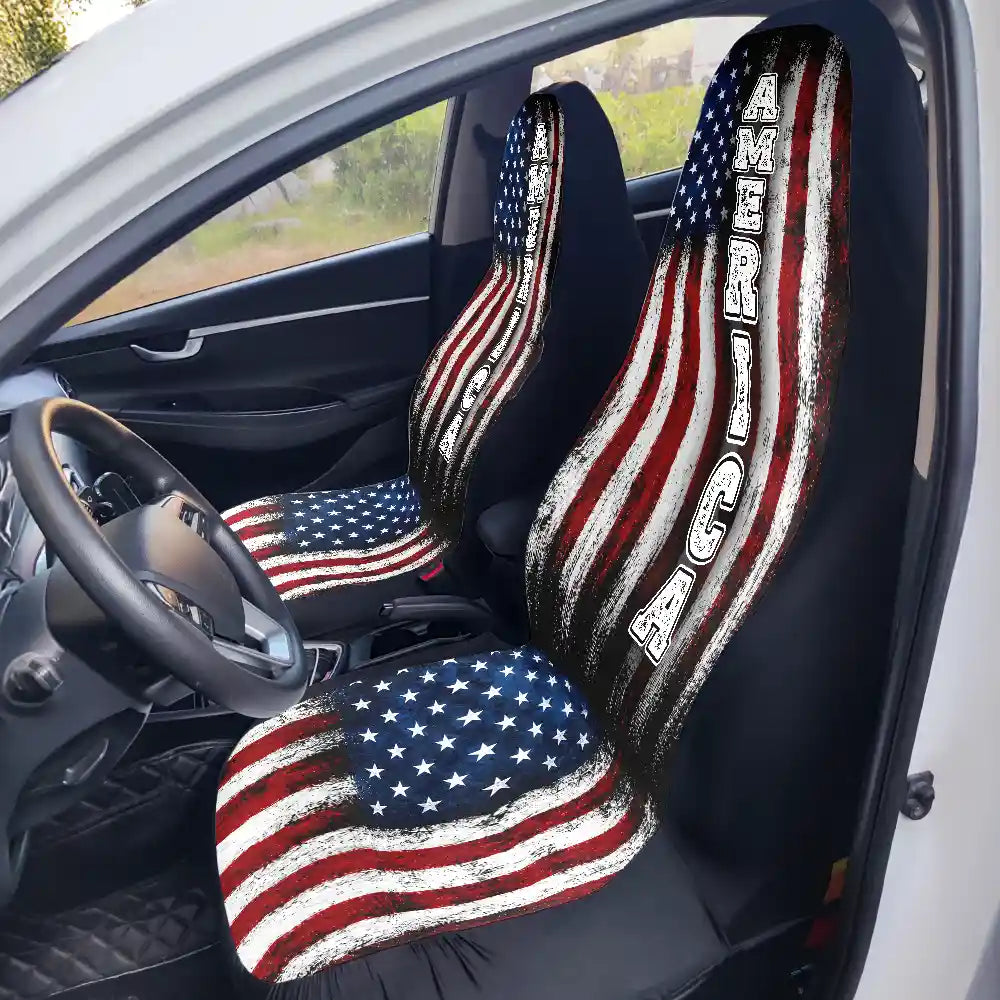 America 250th,Independence Day,Top Market,Family,Proud,Custom Text - American Freedom 250 Years - Personalized Car Seat Cover