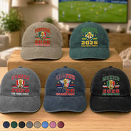 Gift For Yourself, Proud, Summer Soccer Games, Icon - Football Team National Flag - Personalized Vintage Washed Denim Cap