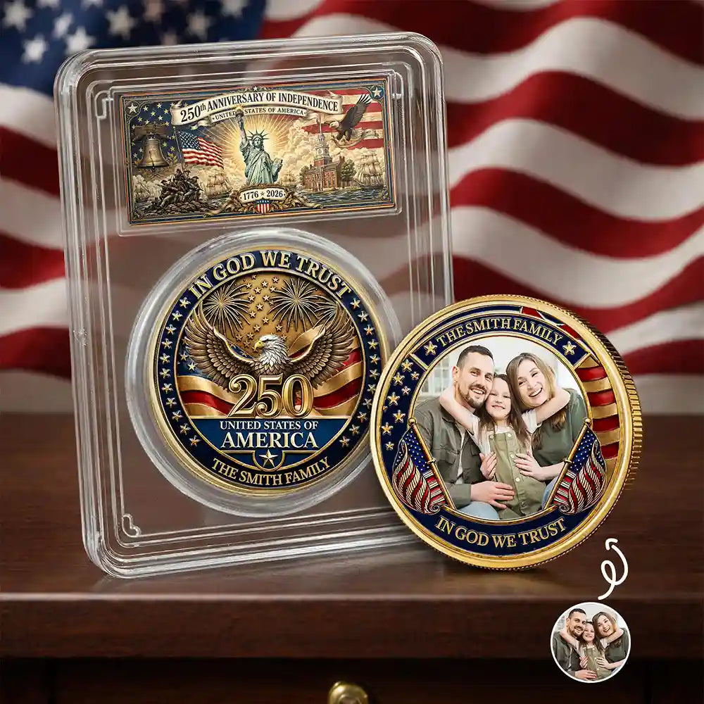 Custom Photo Family America In God We Trust - Personalized Commemorative Keepsake Coin