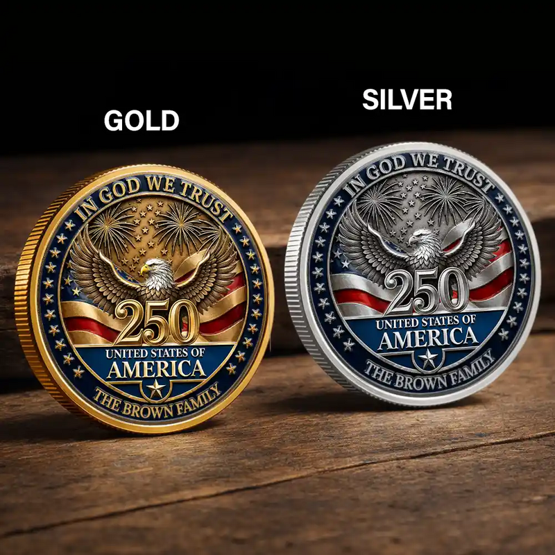 America 250th, Custom Photo, Independence Day, Family, Proud, Upload Full Photo, Custom Text - Custom Photo Family America In God We Trust - Personalized Commemorative Keepsake Coin