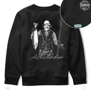 Custom Photo, Fishing, Art Design, Summer, Retirement, Gift For Men, Gift For Yourself, Humorous, Photo - Pencil Sketch - Dark BG - Custom Photo White Pencil Sketch Art O'Fishally Retired - Personalized T Shirt