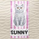 Custom Photo, Beach, Art Design, Summer, Pet Lovers, Playful, Photo - Colored Pencil - Custom Photo Colored Pencil Sketch Poolside Beach Vacation Dog Cat - Personalized Beach Towel