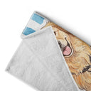 Custom Photo, Beach, Art Design, Summer, Pet Lovers, Playful, Photo - Colored Pencil - Custom Photo Colored Pencil Sketch Poolside Beach Vacation Dog Cat - Personalized Beach Towel