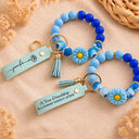Sentimental, Icon - A True Friendship Is A Journey Without An End - Personalized Leather Beaded Keychain